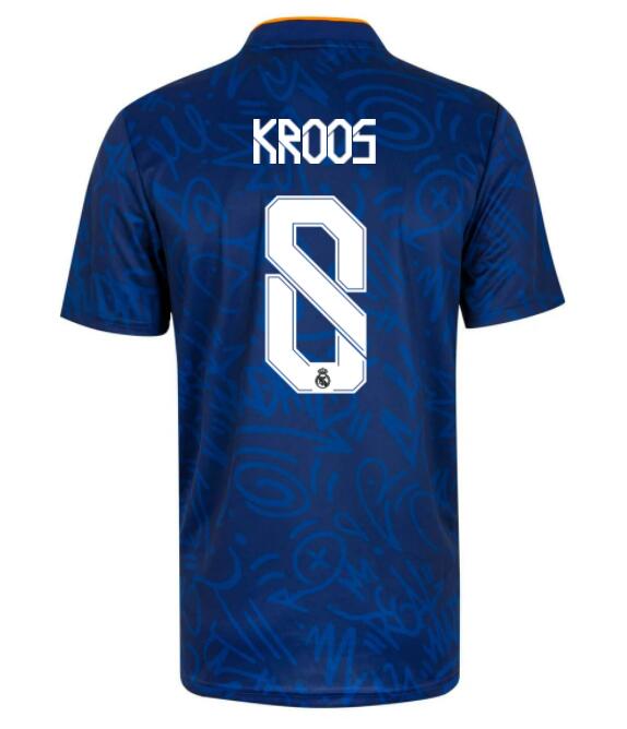 2021/22 Real Madrid Away Kit Soccer Jersey with Kroos 8 printing